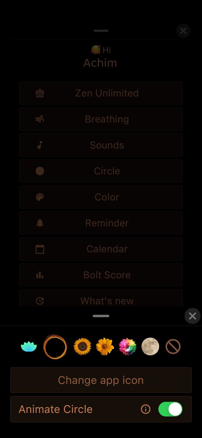 Breathe app interface, screen 3
