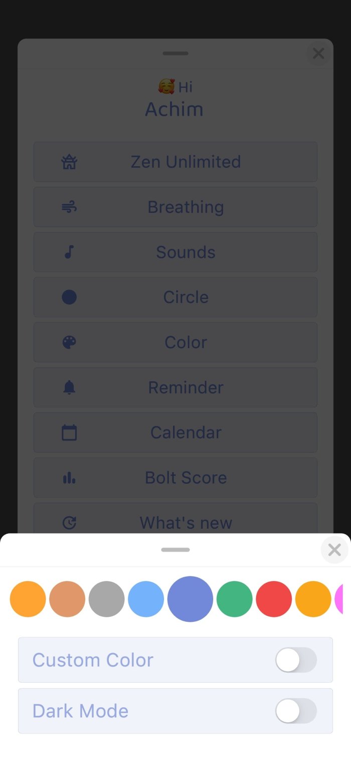 Breathe app interface, screen 4
