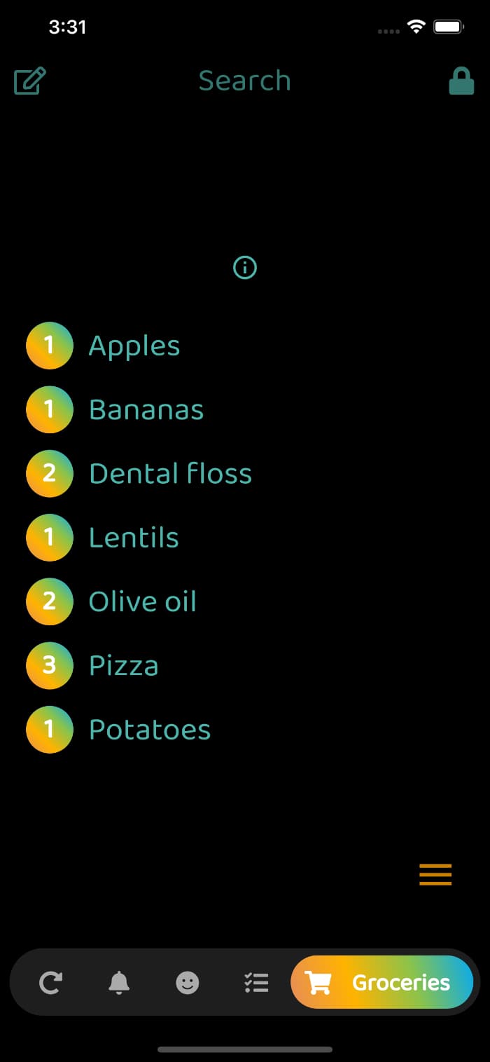 Remember app interface, screen 2