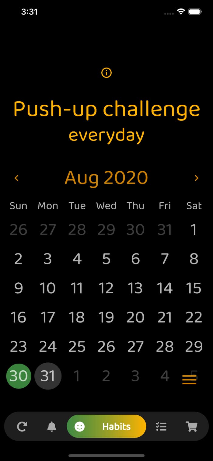 Remember app interface, screen 3