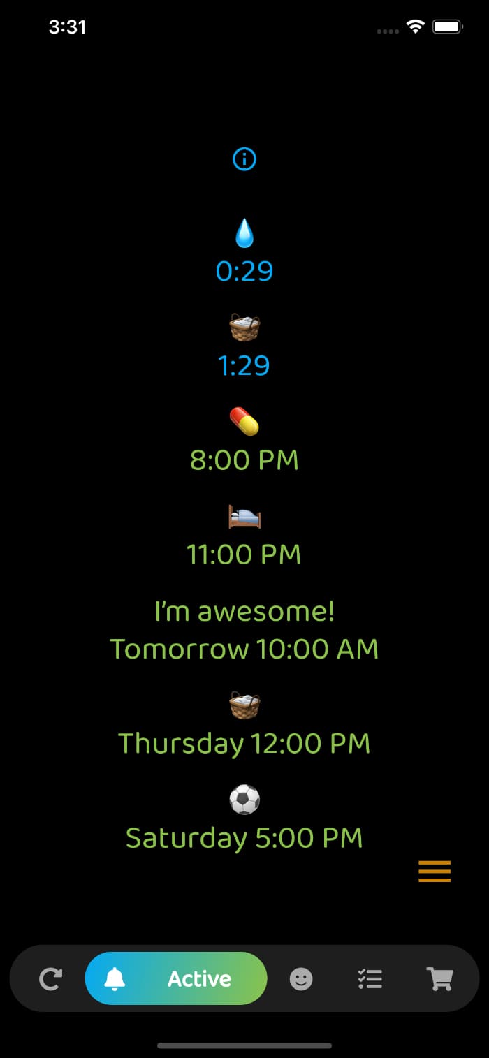 Remember app interface, screen 5