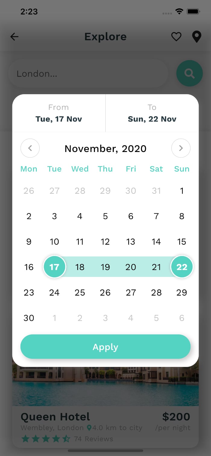 UI Templates app interface, screen 2